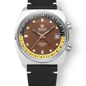 Nivada Grenchen Antarctic GMT - Tropical - Black Leather White Stitching