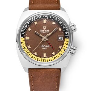 Nivada Grenchen Antarctic GMT - Tropical - Brown Leather