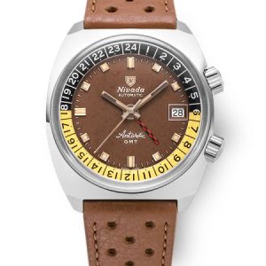 Nivada Grenchen Antarctic GMT - Tropical - Brown Racing Strap