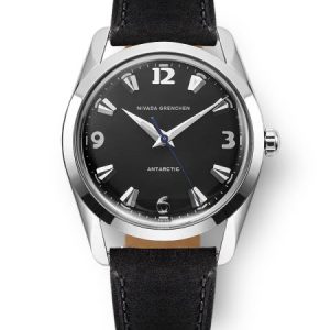 Nivada Grenchen Antarctic 35 mm - Black White Luminova - Black Leather