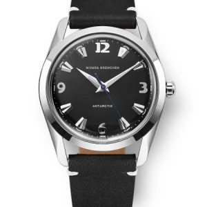 Nivada Grenchen Antarctic 35 mm - Black White Luminova - Black leather White Stitching