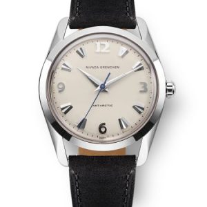 Nivada Grenchen Antarctic 35 mm - Eggshell White Luminova - Black Leather