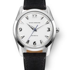 Nivada Grenchen Antarctic 35 mm - White Luminova - Black Leather