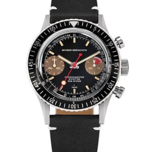 Nivada Grenchen Chronomaster Lollipop Honey Inter. Bezel - Manual - Black Leather White Stitching