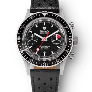 Nivada Grenchen Chronomaster White Lollipop Inter. Bezel - Manual - Black racing