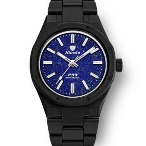 Nivada Grenchen F77 Black Ceramic Lapis Lazuli