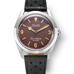 Nivada Grenchen Super Antarctic 3.6.9. Brown No Vintage Effect - Beige Luminous - Black Racing Strap