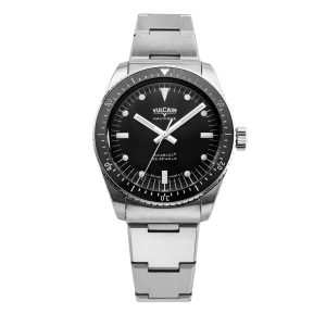 Vulcain Skindiver Nautique Black with White Lum - Steel Bracelet