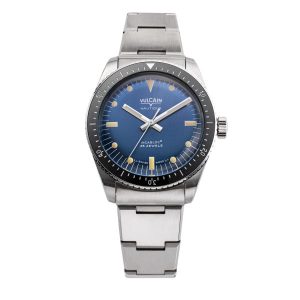 Vulcain Skindiver Nautique Blue with Khaki Brown Lum - Steel Bracelet