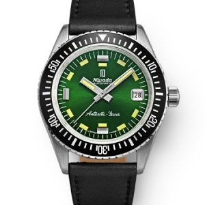 Nivada Grenchen Antarctic Diver Green - Date - Black Leather