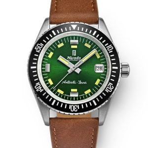 Nivada Grenchen Antarctic Diver Green - Date - Brown Leather