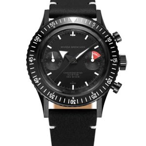 Nivada Grenchen Chronomaster Full Black - Black Leather White Stitching